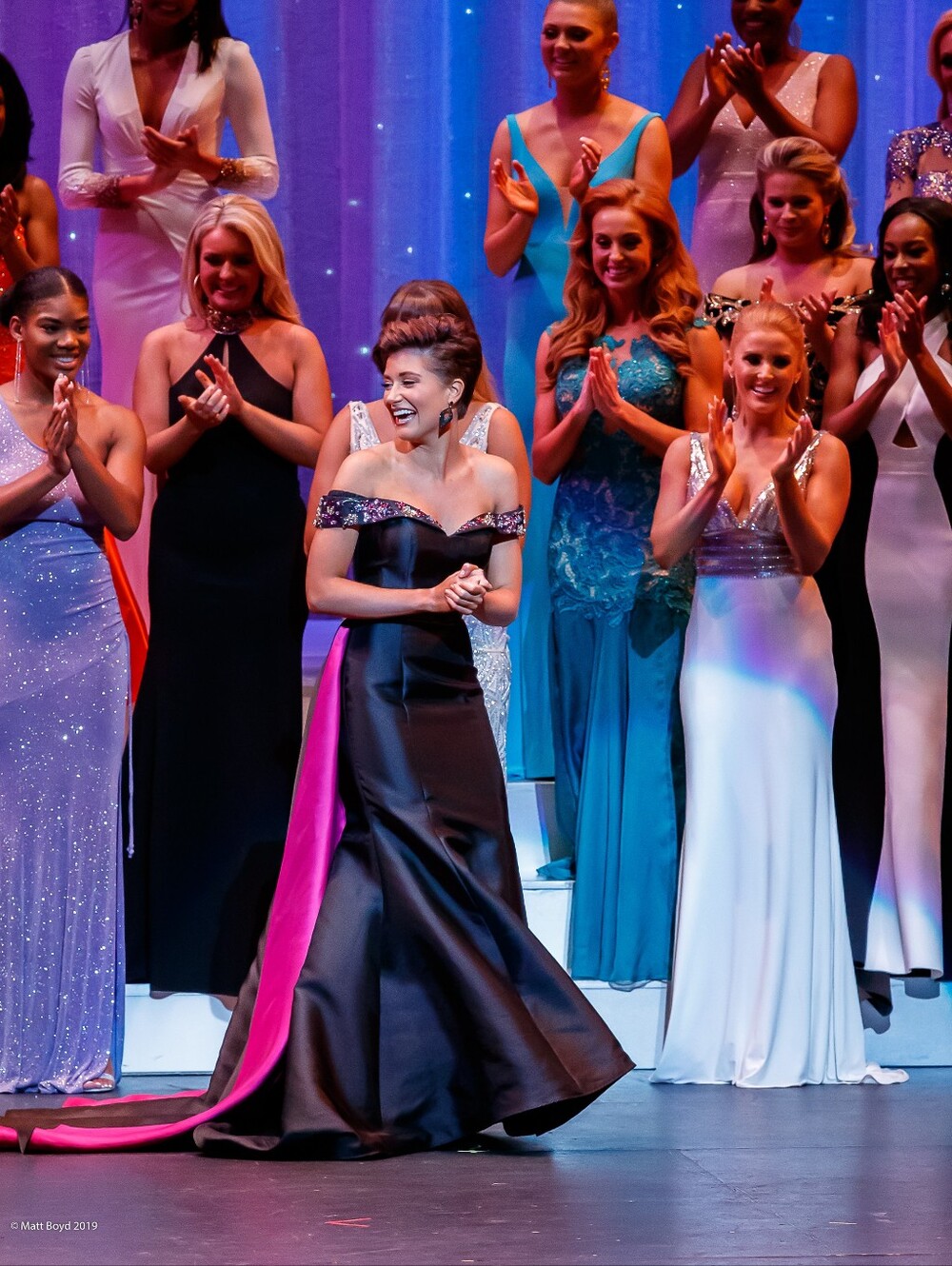 Jovani Black Gown with Pink waist cape Train